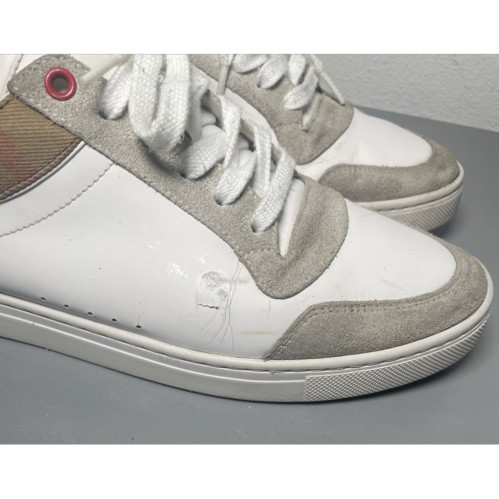 Burberry Men's White Reeth Check Trim Low Top Sneakers Size 43 - Picture 11 of 11